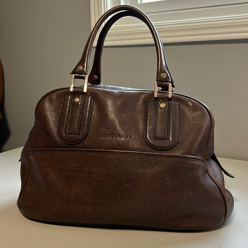 Longchamp Brown Leather Satchel Bag